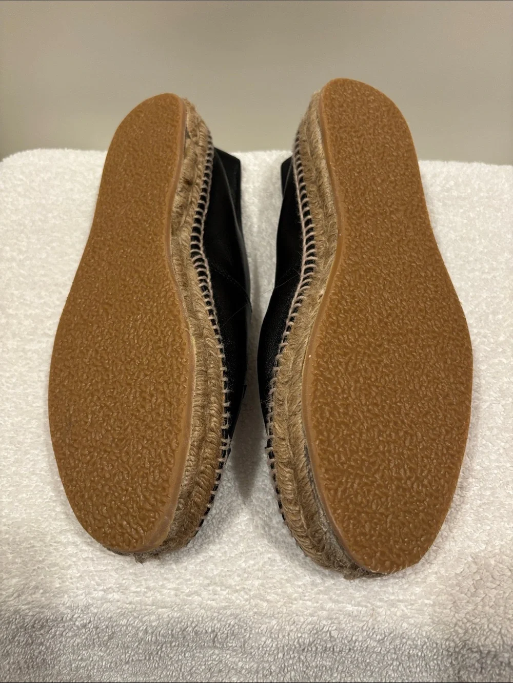 CHANEL Black Leather Espadrilles with Embossed CC
